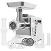 Klarstein Kraftprotz - Tritacarne Elettrico, 700 W, Potenza Bloccaggio: 1800 W, Motore in Rame, 2 Velocità e Inversione, Vaschetta in Alluminio, Lama in Acciaio Inox, 3 Dischi Forati, Bianco/Argento