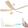 Aigostar Ventilatore da Soffitto con Luce e Telecomando Silenzioso 52'', Dimmerabile, 2700K-6500K, 30W Motor DC Reversibile, 6 Velocità, Adatto per soggiorno, camera da letto e sala da pranzo