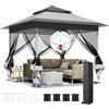 LIFERUN Gazebo pieghevole 3,3x3,3 m, con 4 pannelli laterali in zanzariera, One Push tenda con doppio tetto, Gazebo impermeabile da giardino 4 PCS Sacchi di Sabbia, per mercato/campeggio/spiaggia, Grigio