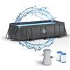 Dardaruga PISCINA Fuori Terra 400 x 200 x 100 cm + POMPA FILTRO Risparmio Energetico + 2 Cartucce Filtro, TOBAGO, Marchio e Assistenza ITALIA, Materiali PREMIUM, Liner Multistrato, ANTRACITE