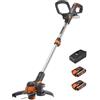 Worx 18V (20V Max) Tagliasiepi senza fili WG163E, Tagliabordi Elettrico a Batteria,Tagliabordi e decespugliatore 2 in 1, Leggero e compatto, PowerShare - 2 Batterie & Caricatore Inclusi