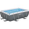 Bestway, Power Steel, Set per Piscina rettangolare con struttura in acciaio, grigio chiaro, pompa con filtro, 282 x 196 x 84 cm