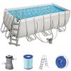 Bestway Power Steel - Piscina rettangolare con telaio in acciaio, con pompa filtrante