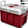 tillvex Frigorifero elettrico Portatile da 40L con rotelle | Mini-frigorifero campeggio da 230 V e 12 V per auto, camion, barca o camper | rinfresca e riscalda | modalità ECO (Rosso)