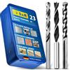S&R Punte Trapano Miste. Set 23 Punte per Muro Cemento Ferro Metallo HSS e Legno. Codolo rotondo per Trapani e Avvitatori Professionali di Tutte le Marche.