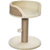PawHut Albero Tiragraffi per Gatti Adulti e Gattini, Trespolo con Lettino per Gatti, Palo in Juta e Pallina Appesa, 40x40x49cm, Beige