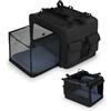 GYMAX Trasportino per Cani e Gatti Espandibile, Borsa Pieghevole con Finestre Traspiranti, 2 Aperture, Tappetino e Tracolla per il Trasporto, Borsa per Animali Domestici da Viaggio (S)