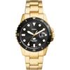 Fossil Orologio subacqueo blu da uomo, movimento al quarzo con data a tre lancette e cinturino in acciaio inossidabile o in pelle, 42 mm, Nero e oro