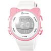 OFFCUP Orologio Digitale per Bambini, Orologio da Polso per Ragazzi e Ragazze, Orologio Sportivo a Cartoni Orecchie da Gatto Impermeabile, Orologio Bambina con Sveglia Data Cronometro LED -Bianca