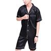 Huixin Pigiama da Uomo Corto in Raso Confortevole Set di Pigiami A Maniche Corte Set da Notte Estivo Pigiama da Notte Estivo Set di Pigiami Abito A Due Pezzi (Nero,2XL)