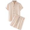 Generic Build to Suit Beach & Sleeve Shorts Summer 2- Set di camicie in cotone da uomo e set da uomo con pantaloncini natalizi, cachi, S