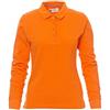 PAYPER Florence Lady Polo a Manica Lunga da Donna Sfiancata 100% Cotone Effetto Perlato Spacchetti Laterali Rinforzo Sagomato retrocollo Arancione (XL)