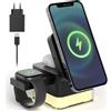 VOSFEEL Caricatore Wireless 4 in 1, Qi Ricarica Rapida, Caricatore Compatibile Con Lampada da Comodino, per iPhone Serie 12/13/14/15/16, Airpods 2/3/Pro, iWatch