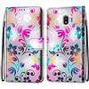 Mo-Somnus Cover per Samsung Galaxy J2 Pro 2018 / J2 2018 / J250, Custodia in PU Pelle Magnetica Libro Flip Caso Antiurto Portafoglio con Porta Carte e Cinturino da Polso Wallet Case (Fiore 1)
