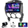 Hikity Autoradio per Mazda 2 2007-2014 [4+64G] Android 15 CarPlay Android Auto Wireless Schermo 9 Pollici con Touchscreen Auto Radio BT Mirror Link Backup Camera Navi GPS WiFi FM RDS SWC DSP