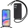 FERLAN Custodia per Samsung Galaxy A05S Cover con Cordino,Nero Silicone Antiurto TPU Morbido Case Corda Collana Necklace Regolabile Stylish con Catena Ultra Sottile Cover per Samsung Galaxy A05S,Nero