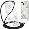 Yoedge Magnetica Cover con Cordino per iPhone 14/iPhone 13 6,1 Compatibile con MagSafe, Custodia con Corda Collana Tracolla Laccio, Trasparente Silicone Antiurto Case con Aesthetic Disegni 2-Fiori