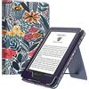 MoKo Custodia per Kindle 6 (11ª gen, 2024/2022),Fiorellino con Foglia Blu | Compatibile con Kindle 10ª/8ª generazione (2019/2016), custodia ultraleggera in PU, Riattivazione/Sospensione automatica