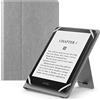 MoKo Custodia Cover Universale Compatibile con E-Lettore Kindle/Kobo/Voyaga/Lenovo/Sony/Tolino da 6, 6,8 e 7, in Pelle PU con Chiusura di Elastico, Doppio Supporto e Manico, Grigio Scuro