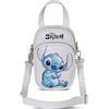 Disney Mini borsa a tracolla Stitch con doppia tasca - piccola borsa da donna 20 x 15 x 7 cm - design compatto beige con tracolla regolabile e cerniere
