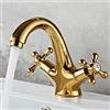 HomeLava - Miscelatore moderno per lavabo, in ottone, con manopole a croce, colore: oro
