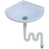 XRB2050 Lavabo da Bagno Bianco, 28x28x11cm / 11x11x4.3inch Mini Lavabo in Resina, Pratico Lavabo Angolare, Lavabo da Parete Ovale per Bagno Guardaroba WC 150cm Conduttura Fognaria