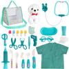 HOTUT Kit Veterinario Bambini Giocattolo,Kit Dottoressa con Peluche Cane,Giocattolo Veterinario con Camice da Medico,Regalo per Giochi di Ruolo a Partire dai 3 Anni in su,Blu