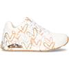 SKECHERS Uno Metallic Love Sneaker In Ecopelle Bianco Oro - Donna - Bianco Oro