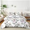 Homebliss Set Lenzuola Una Piazza e Mezza in Microfibre 120x190/200cm, Completo Lenzuola Letto con 1 Federe 50x80 in Stampa, Lenzuola Sopra e Lenzuolo con Angoli, Comfort e Morbidezza, Canzone Floreale Viola