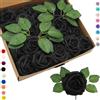 COSORO 25 rose finte nere artificiali, rose artificiali in schiuma realistica al tatto, rose finte con stelo, per decorazioni per matrimoni, addio al nubilato, artigianato, casa, baby shower, San Valentino
