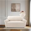 BellaHills Copri Divano 2 Posti con Braccioli, Copridivani Elasticizzato Antiscivolo, Copridivano Antigraffio Gatto, Sofa Cover Antimacchia, Lavabile In Lavatrice, 2 Posti(135-165CM), Naturale