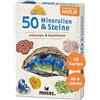 moses. Expedition Natur - 50 minerali e pietre, carte da esplorazione per la determinazione dei tipi di roccia, giocattolo all'aperto per bambini dai 6 anni in su