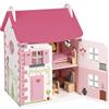 Janod - Mademoiselle Casa Delle Bambole (Legno), 3 Piani e 11 Accessori Inclusi, Giocattolo Di Imitazione, per Sviluppare L'Immaginazione - Da 3 Anni in su, J06581