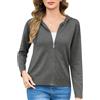 Aottori Cardigan Donna con Zip Maglione Cerniera Leggero Giacca in Maglia Elegante Golfino a Maniche Lunghe Pullover Aperta Casual per Primavera Autunno Grigio Scuro XXL