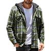 COOFANDY Giacca Camicia da Uomo Casual da Boscaiolo Camicia a Quadri con Cappuccio Giacca Invernale Spessa da Lavoro con Tasche Verde Chiaro L