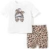 PATPAT Set di abbigliamento ragazze, pantalon ciclista bambini, maglietta maniche lunghe + maglia ciclismo sportiva, leggings, tuta ragazze, abbigliamento sportivo, regalo 5-6 anni