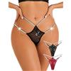 FULLJOYLOVE Biancheria Intima Perizoma di Cristallo da Donna Sexy Mutandine Perizoma ritagliate e Boxer Mutandine birichine Slip Taglie Forti Nero Rosso Confezione da 2