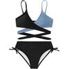 Arshiner Ragazze Costumi da Bagno Bikini Set Due Pezzi Bambini Criss Cross Bustier & Slip Triangolo Bikini Costume da Bagno per Ragazze Nero/Blu 120 6-7 Anni