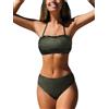CUPSHE - Set di Bikini da Donna, Costume da Bagno a Due Pezzi, Reggiseno a Fascia, Top con Schiena Allacciata, Fondo a Vita Media con Spalline Rimuovibili, Blu zaffiro, XL