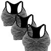 Libella Set a 3 Pezzi Donne Reggisegno Push Up Bustier Sostegno Forte Imbottito Senza Cinturino Fitness Top di Sport 3714 Nero S/M