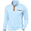 Halfword Henley Maglia Maniche Lunghe Uomo Polo T-Shirt Dolcevita Stand Up Golf Blu XXXL