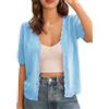 GRACE KARIN Donna Cardigan Traforato Manica Corta Scollo a V Bottoni Maglia Lavorata a Maglia in Viscosa