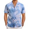 COOFANDY Camicia Hawaiana Uomo a Maniche Corte, Camicia Casual Maglietta Aloha, Camicia da Uomo Hawaiana, Camicia Fiori Uomo Camiciotto Estivo Foglie in Silhouette B XXL