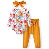 PATPAT Pagliaccetto Neonato Estivo Coordinati Femmina Cotone, Maglietta Corta + Pantaloncini + Fascia per Capelli, Body Tutina Neonato Femmina, Abbigliamento Vestiti Bambina 0-18 Mesi Regalo