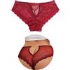 comeondear Mutande Donna Sexy Pizzo String Taglie Forti Tanga Mutandine Trasparente Slip Intimo Vita Bassa Perizoma Strass Bikini Brasiliana(Rosso,L)