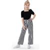 PATPAT Set di Abbigliamento per Bambina Bambino Collo Quadrato Sbuffo Manica Corta Pantaloni a Righe Bambini Primavera Casual Moda T-shirt Vestiti per Ragazze Pantaloni da Completo 3-12 Anni Estate