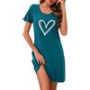 Demegimi Camicia da Notte Donna Cotone Estiva Camicia Notte con Stampa a Cuore Vestaglia Girocollo a Maniche Corte Pigiama Casual per Casa