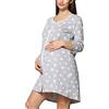 Be Mammy Camicia da Notte di maternità da Donna con Manica 3/4 e Funzione di Allattamento (Crema di Stelle Melange, XXL)
