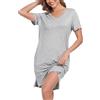 Lovasy Camicia da Notte Donna Sexy Camicia da Notte a Maniche Corte in Pizzo Sottoveste Estivo con Scollo a V Morbido Pigiama Corto Vestaglie per Casa e Casuale,A Rosso,L