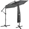 Juskys Brazil 350 cm illuminazione LED solare e manovella - protezione UV idrorepellente pieghevole - ombrellone da mercato - grigio/crema
